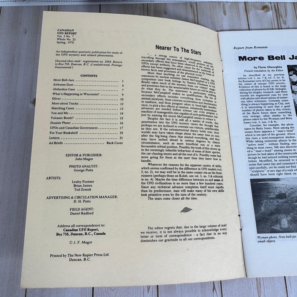 Canadian UFO Report Vol 3 No 7 Spring 1976 Flying Saucers Aerial Phenomena - Picture 3 of 5